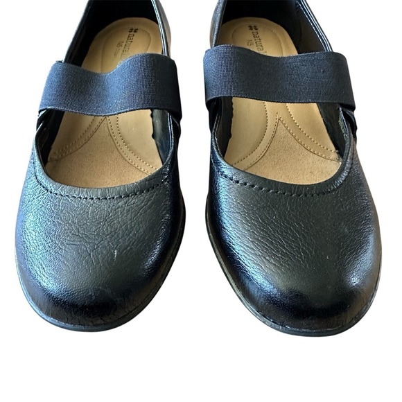 NATURALIZER ANDE Woman Shoes Black Leather Wedge Stretchy Strap Size 8.5M - Picture 3 of 11